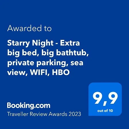 Starry Night - Smart Tv, Extra Big Bed, Big Bathtub, Private Parking, Sea View, Wifi, 2bedrooms Apartment *